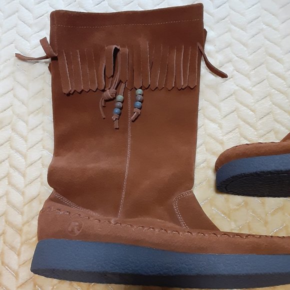 Women's Upper Leather Boots w/fringe by Report Size 10 NEW - Picture 3 of 4